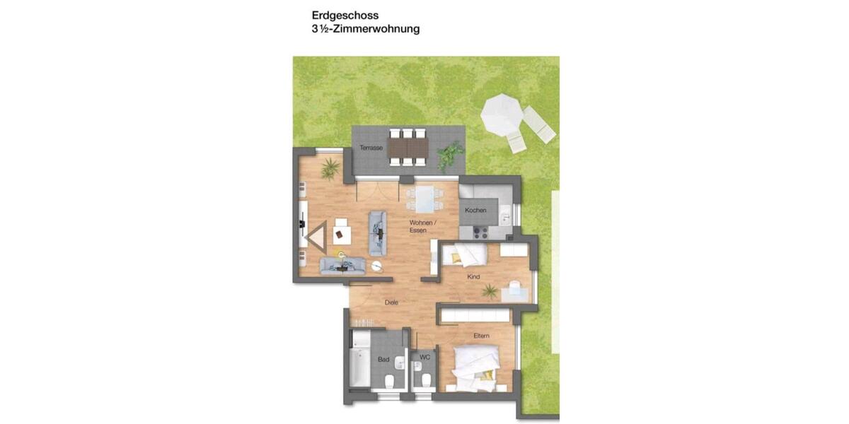 Schöne 3,5 Zimmer Wohnung mit Garten in Freiberg a.N. 3 zimmer
