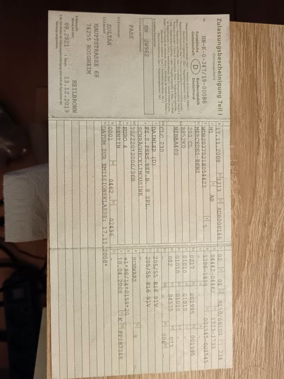 Mercedes-Benz CLC 250 301.000 km 3.500 € Roigheim 74255