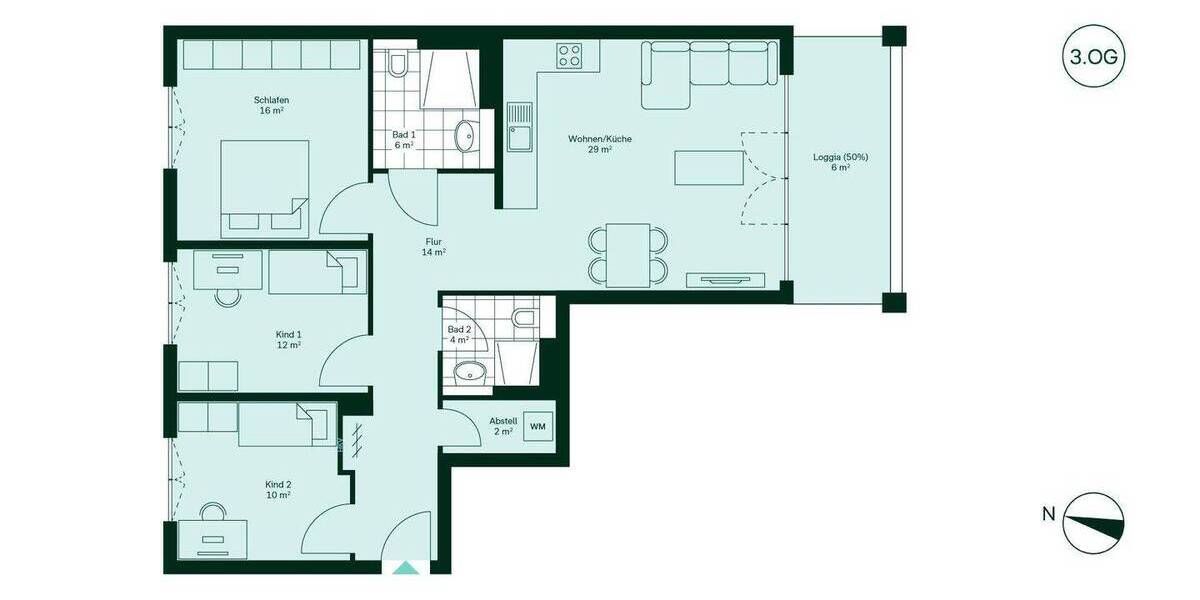 Etagenwohnung Ludwigsburg Ost - 4 Zimmer, 98 m&sup2;, 657.900&euro; | Angebot:22860527