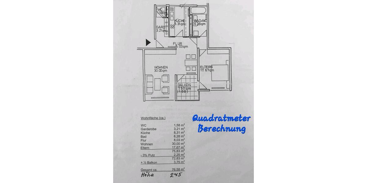 Etagenwohnung Freiberg am Neckar - 2.5 Zimmer, 77 m&sup2;, 269.000&euro; | Angebot:26765103