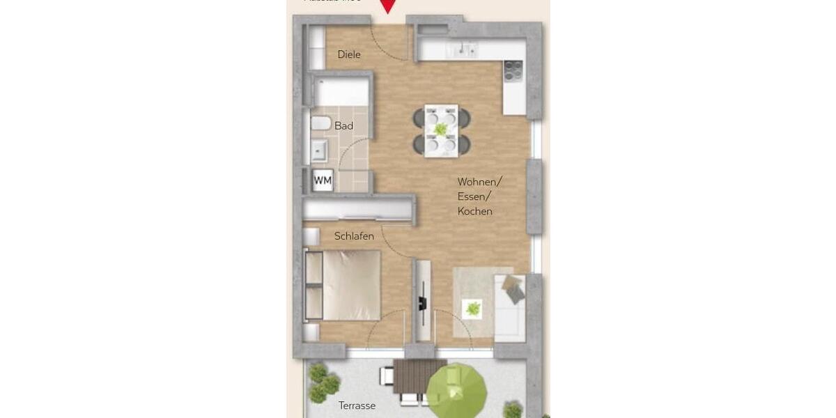 Etagenwohnung Bad Friedrichshall - 2 Zimmer, 52 m&sup2;, 1.250&euro; | Angebot:26323338