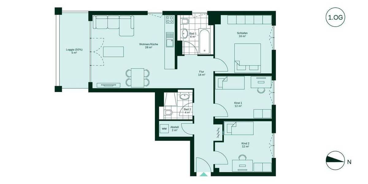 Etagenwohnung Ludwigsburg Ost - 4 Zimmer, 100 m&sup2;, 639.900&euro; | Angebot:24113006