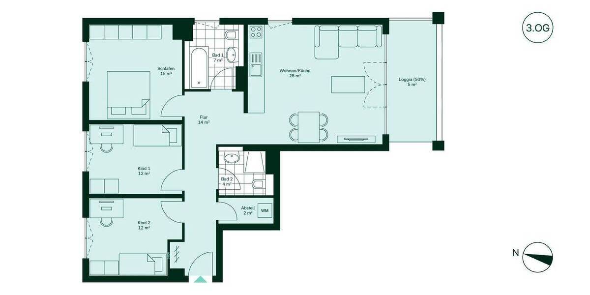 Etagenwohnung Ludwigsburg Ost - 4 Zimmer, 99 m&sup2;, 654.900&euro; | Angebot:25938540