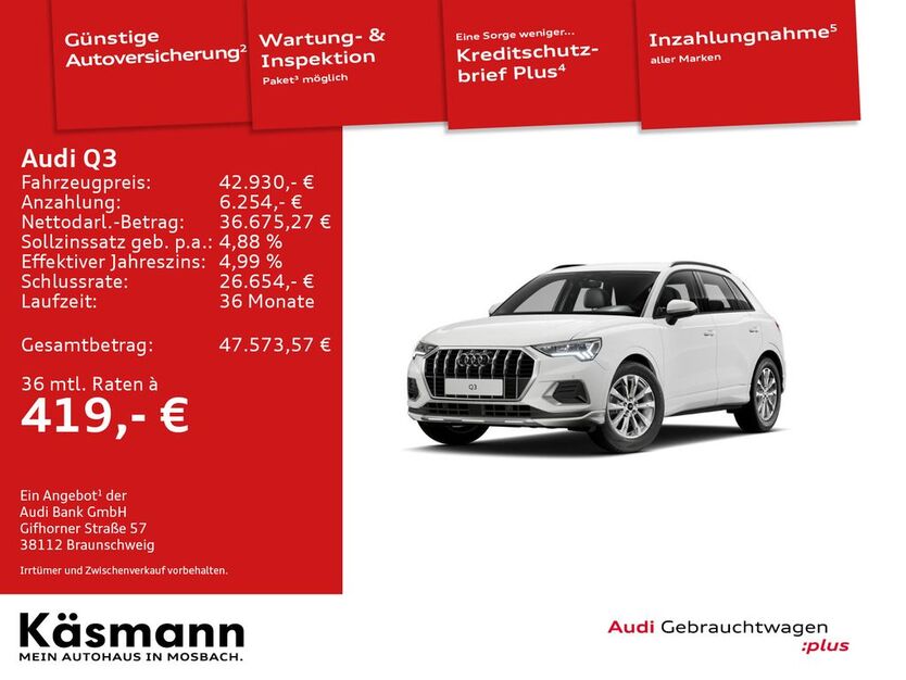 Audi Q3 7.500 km 42.930 € Mosbach 74821