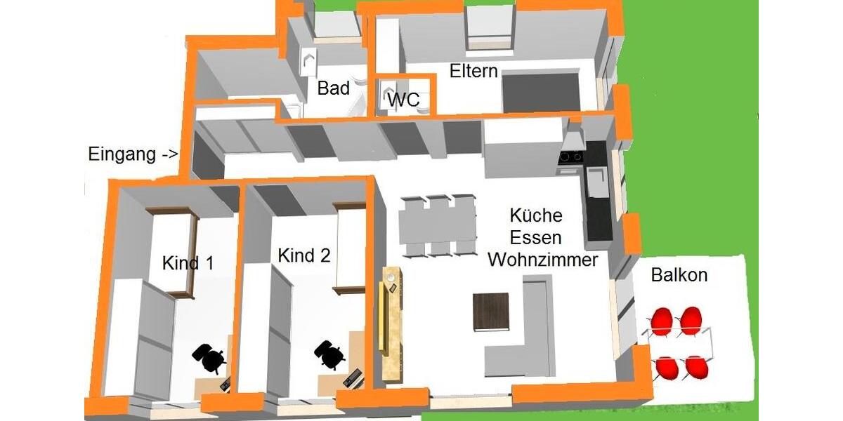 Etagenwohnung Bad Friedrichshall - 4 Zimmer, 91 m&sup2;, 1.400&euro; | Angebot:26687950