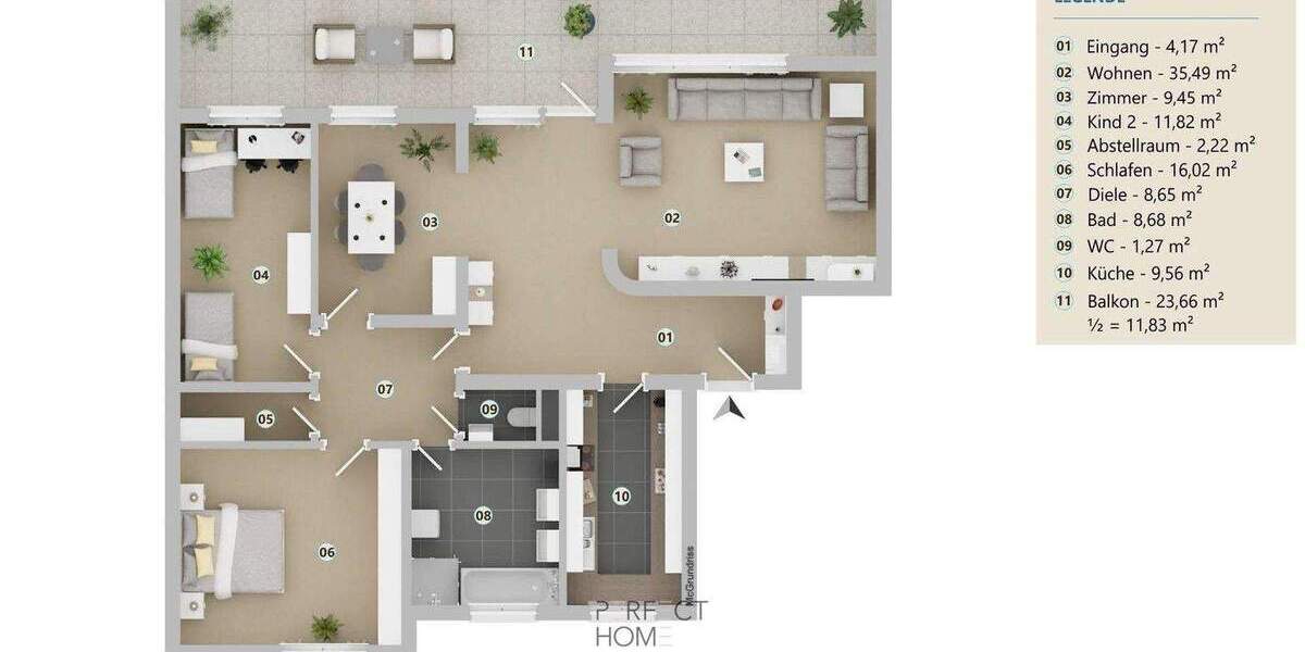 Etagenwohnung Heilbronn Neckargartach - 4 Zimmer, 116 m&sup2;, 365.000&euro; | Angebot:25358618