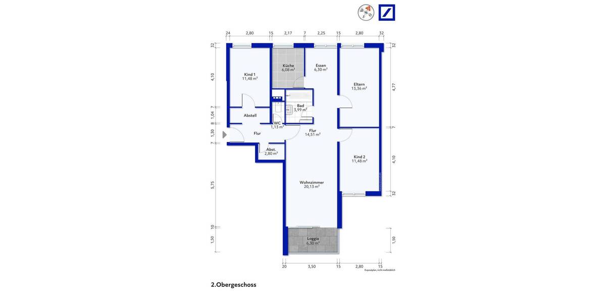 Etagenwohnung Ludwigsburg Eglosheim - 4 Zimmer, 95 m&sup2;, 314.000&euro; | Angebot:24060554