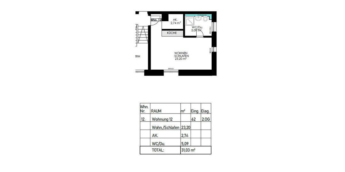 Etagenwohnung Heilbronn Kernstadt - 1 Zimmer, 31 m&sup2;, 185.000&euro; | Angebot:26479364